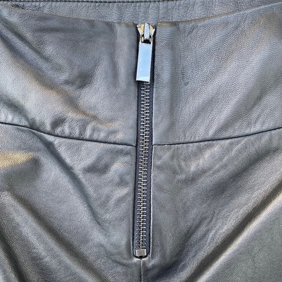 Cache Black Leather Pencil Skirt Size 2 High Waist Knee‎ Length Classic - Picture 3 of 8